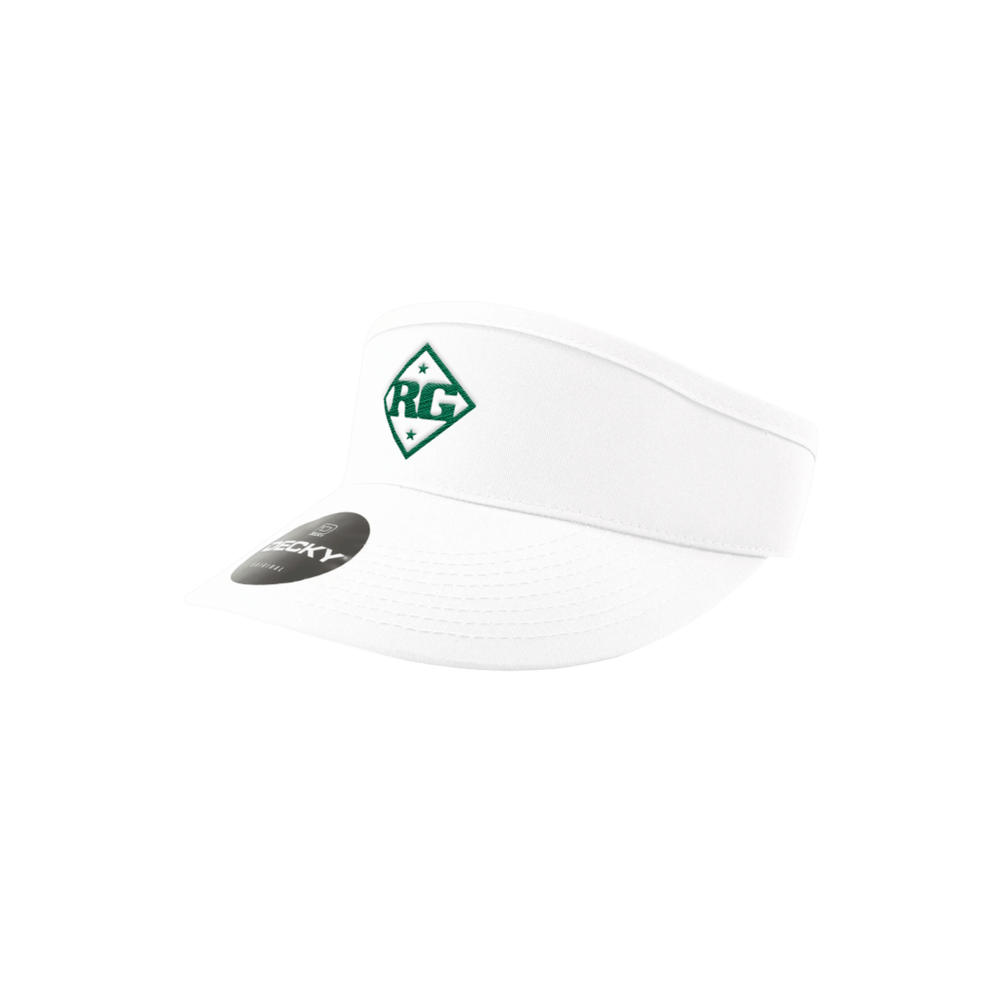 White visor with a logo on a transparent background