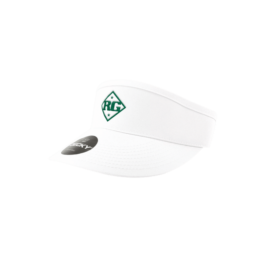 White visor with a logo on a transparent background